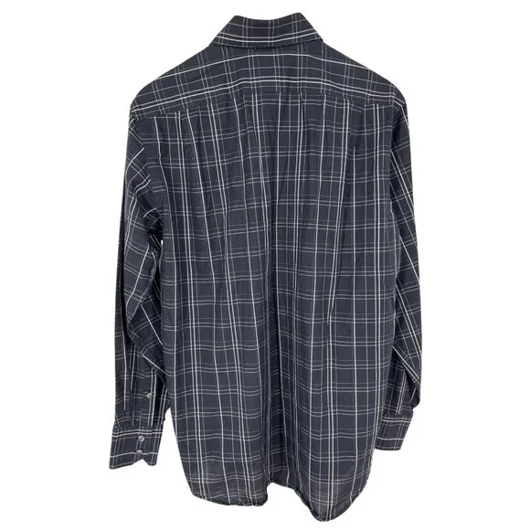 Lacoste Mens Navy & White Plaid Long Sleeve Button-Up Shirt Size 40 M - Picture 6 of 9